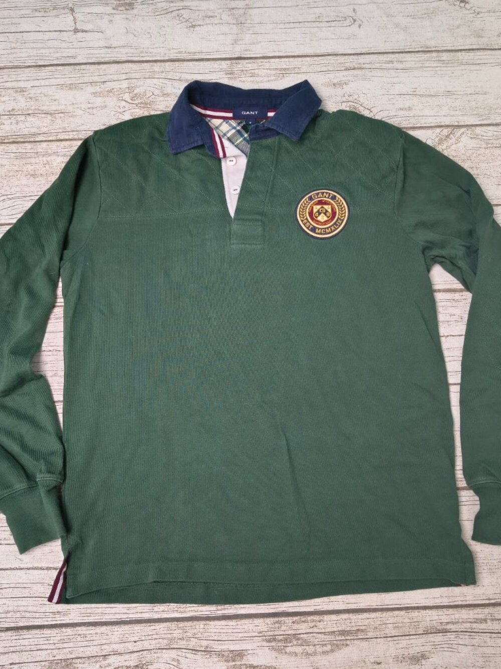 Gant Rugger Heavy Weight Rugby Shirt Green Men Size Medium